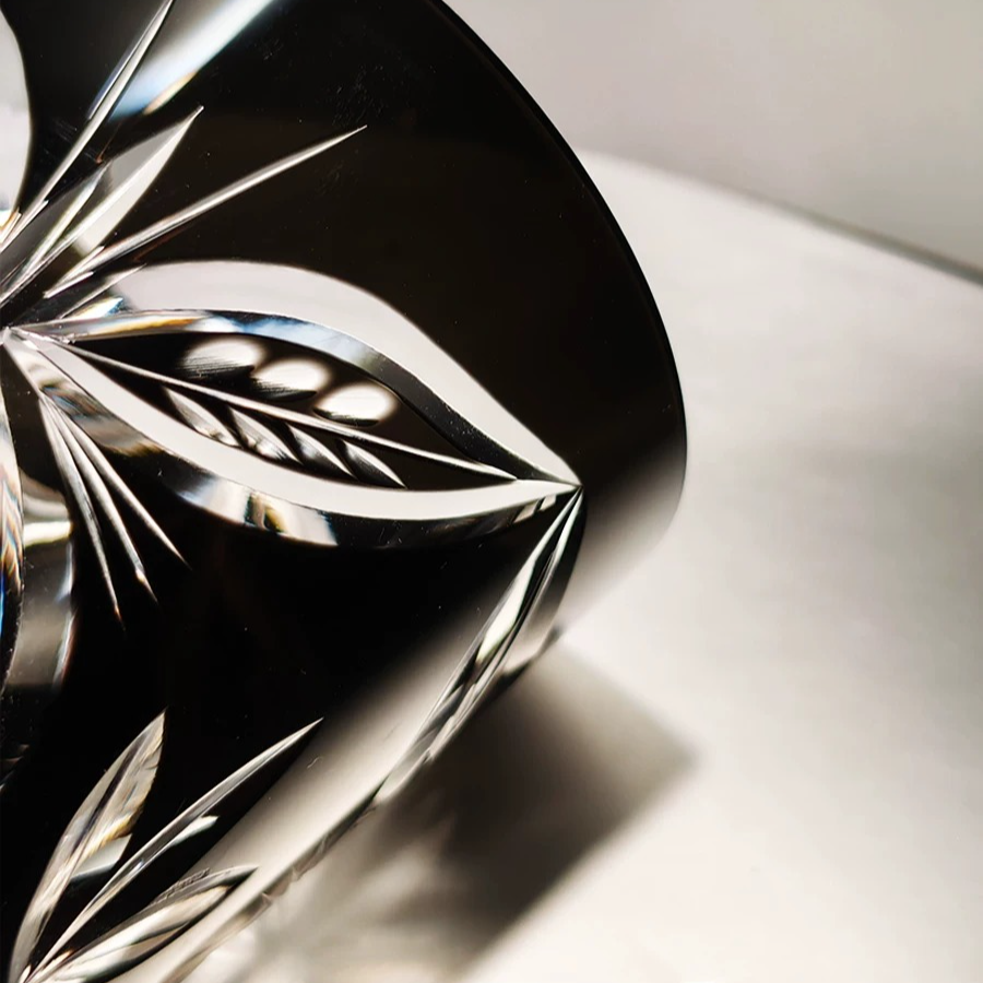 Edo Kiriko "Dark Butterfly" Crystal Whiskey Glass
