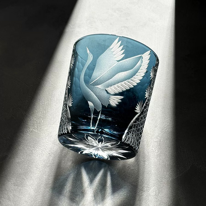Edo Kiriko "Sacred Crane" Crystal Whiskey Glass