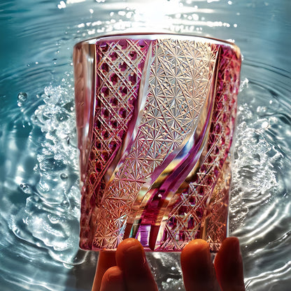Edo Kiriko Handcrafted Koi Whiskey Glass