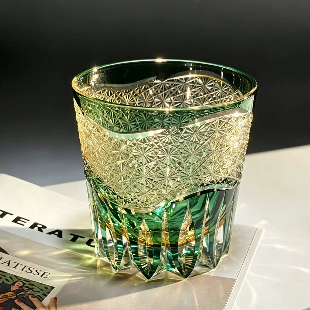 Edo Kiriko "Radiant Splendor"  Whiskey Glass
