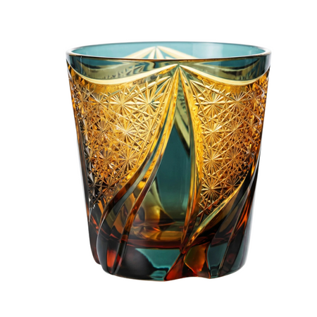 Edo Kiriko "Gilded Meteor" Whiskey Glass