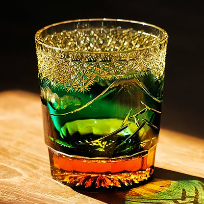 Edo Kiriko Handcrafted Mount Fuji Whiskey Glass