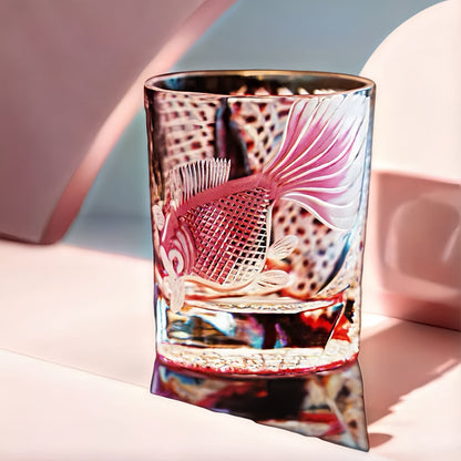 Edo Kiriko Handcrafted Koi Whiskey Glass