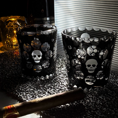 Edo Kiriko "Memento Mori" Skull Crystal Whiskey Glass