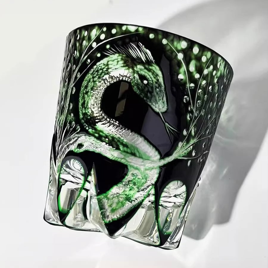 Edo Kiriko Handcrafted Snake Whiskey Glass