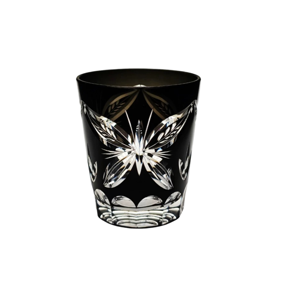 Edo Kiriko "Dark Butterfly" Crystal Whiskey Glass