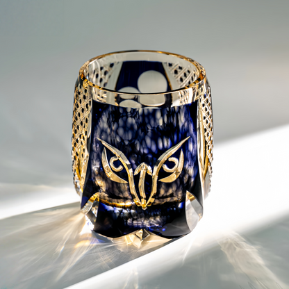 Edo Kiriko Handcrafted Owl Whiskey Glass