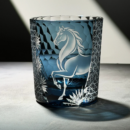 Edo Kiriko "Steed of Success" Crystal Whiskey Glass