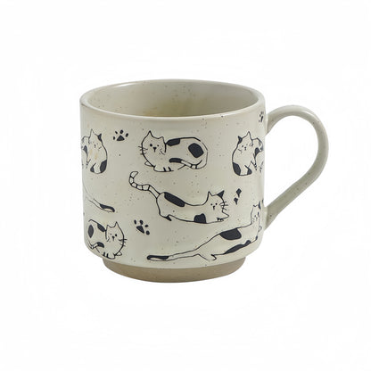 Hand-Drawn Vintage Kitten Design Coffee Cup