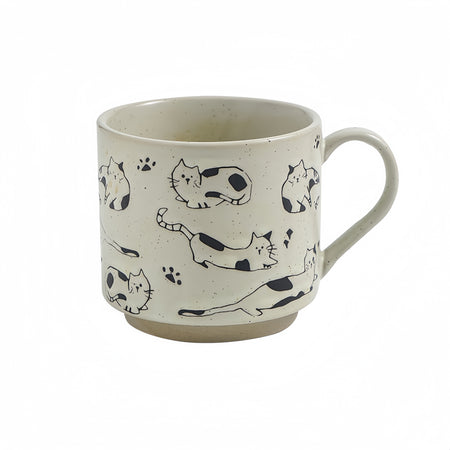 Hand-Drawn Vintage Kitten Design Coffee Cup
