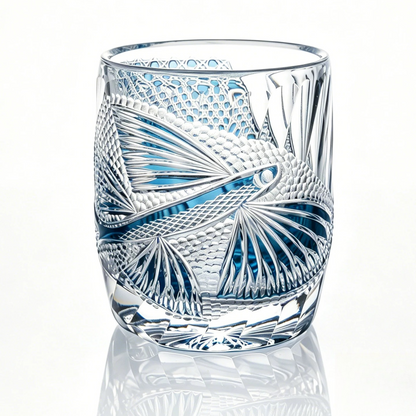 Edo Kiriko "Flying Fish" Crystal Whiskey Glass