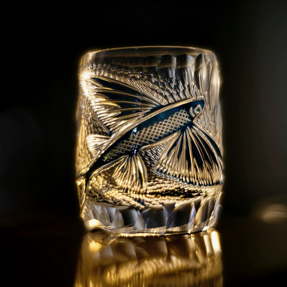 Edo Kiriko "Flying Fish" Crystal Whiskey Glass