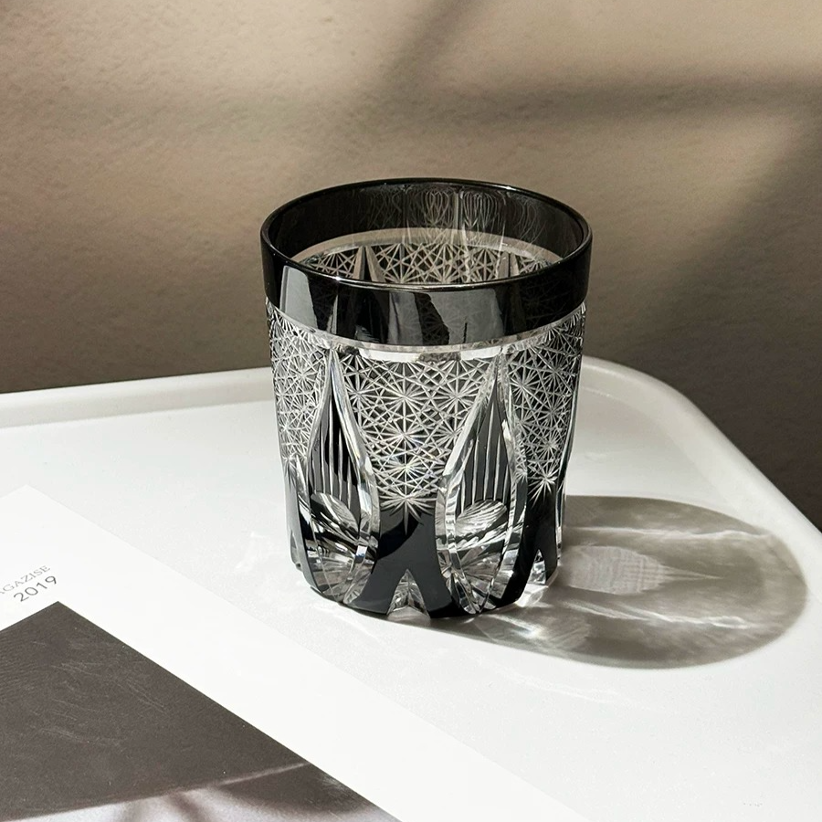 Edo Kiriko "Black Flame" Whiskey Glass