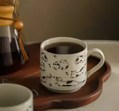 Hand-Drawn Vintage Kitten Design Coffee Cup