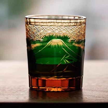 Edo Kiriko Handcrafted Mount Fuji Whiskey Glass