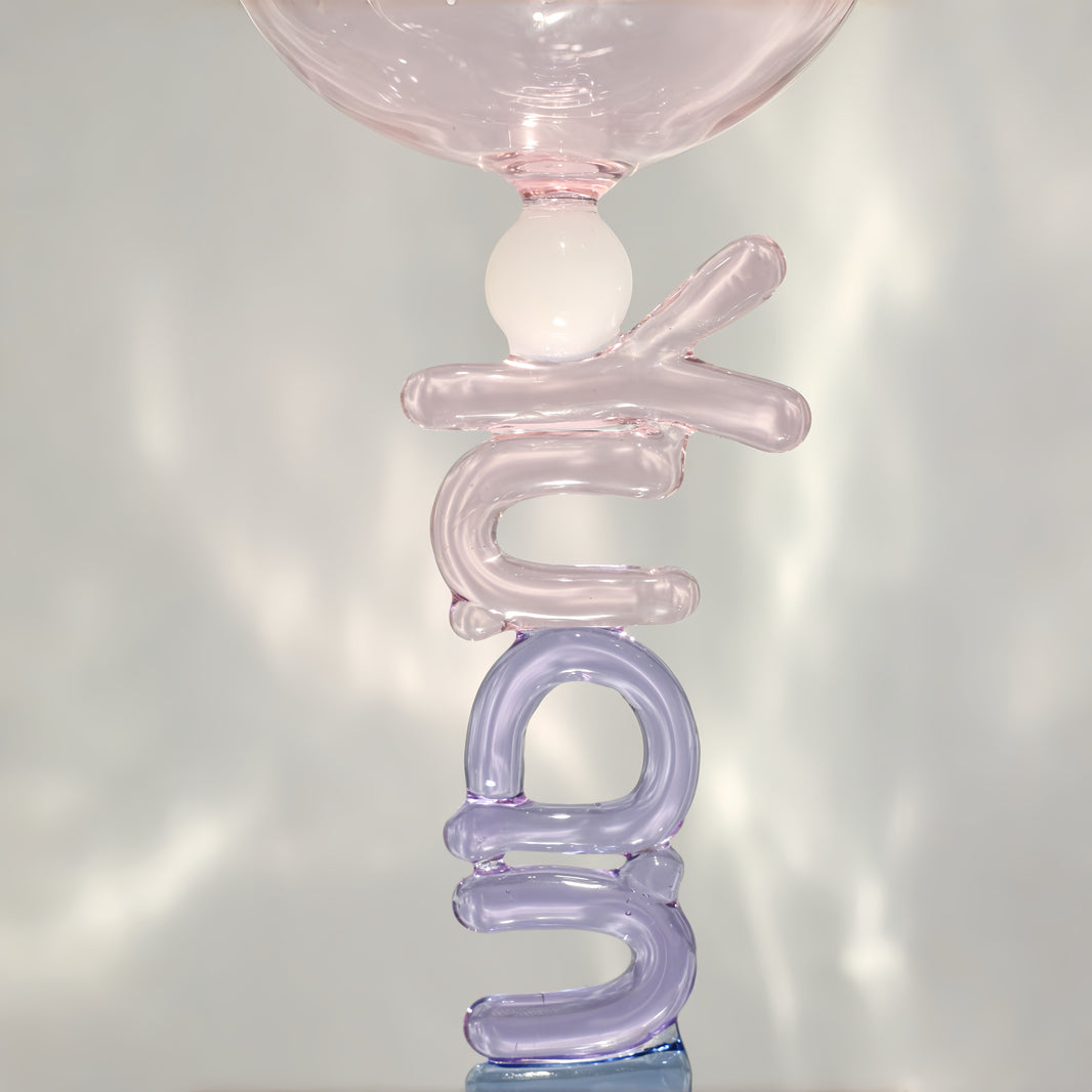 Custom Hand Blown Letter Wine Goblet