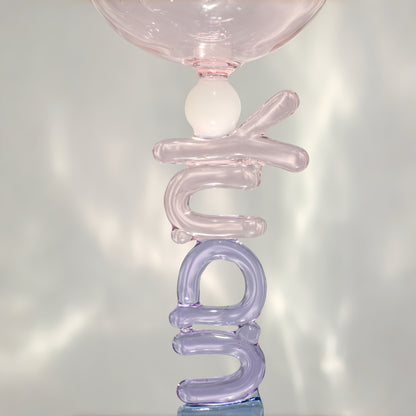 Custom Hand Blown Letter Wine Goblet