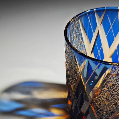 Edo Kiriko Handcrafted Thunder Gods Whiskey Glass